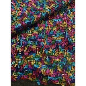 Sequin Multicolor Sewing Fabric Polyester Black Sheer Backing Measures 76"x59"